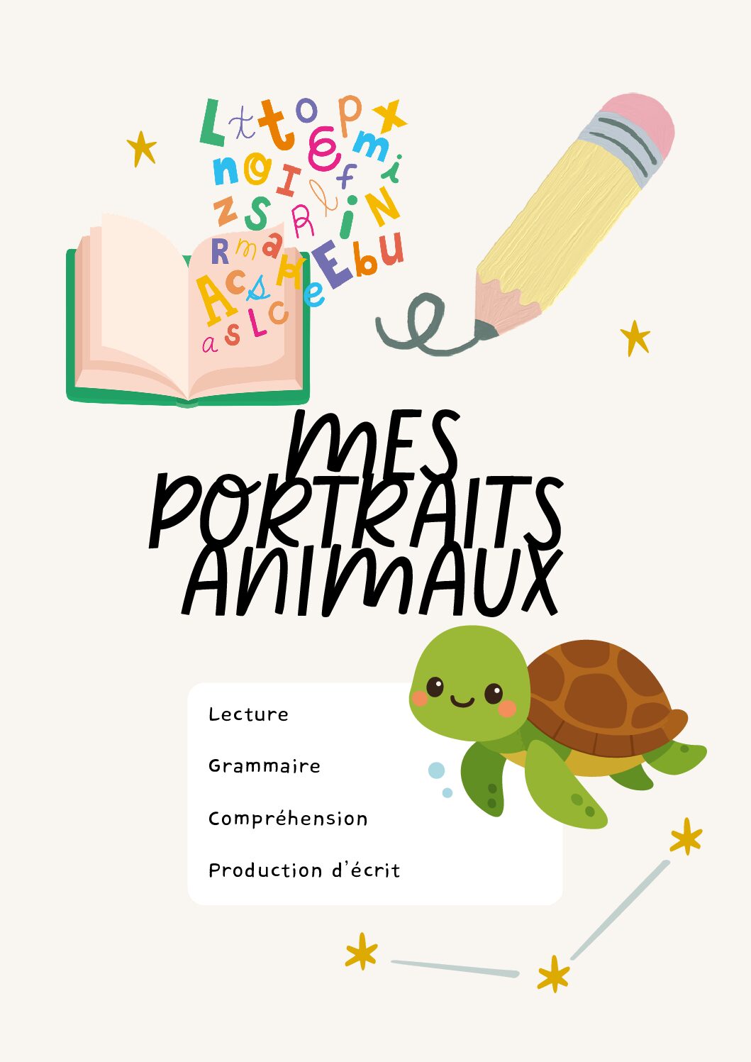 50 portraits d’animaux - lecture - grammaire - production d'écrit